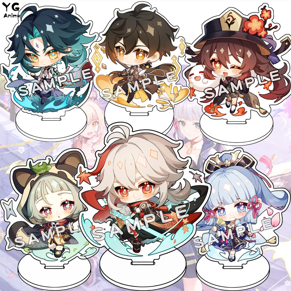 

Anime Game Genshin Impact Acrylic Figure Stand Kaedehara Kazuha Barbara Gunnhildr Yoimiya Zhongli Cute Keychain Cosplay Gift New