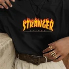 ЖенскаяМужскаяЖенская футболка унисекс с рисунком языков пламени и странных вещей, классная хипстерская футболка в стиле Харадзюку