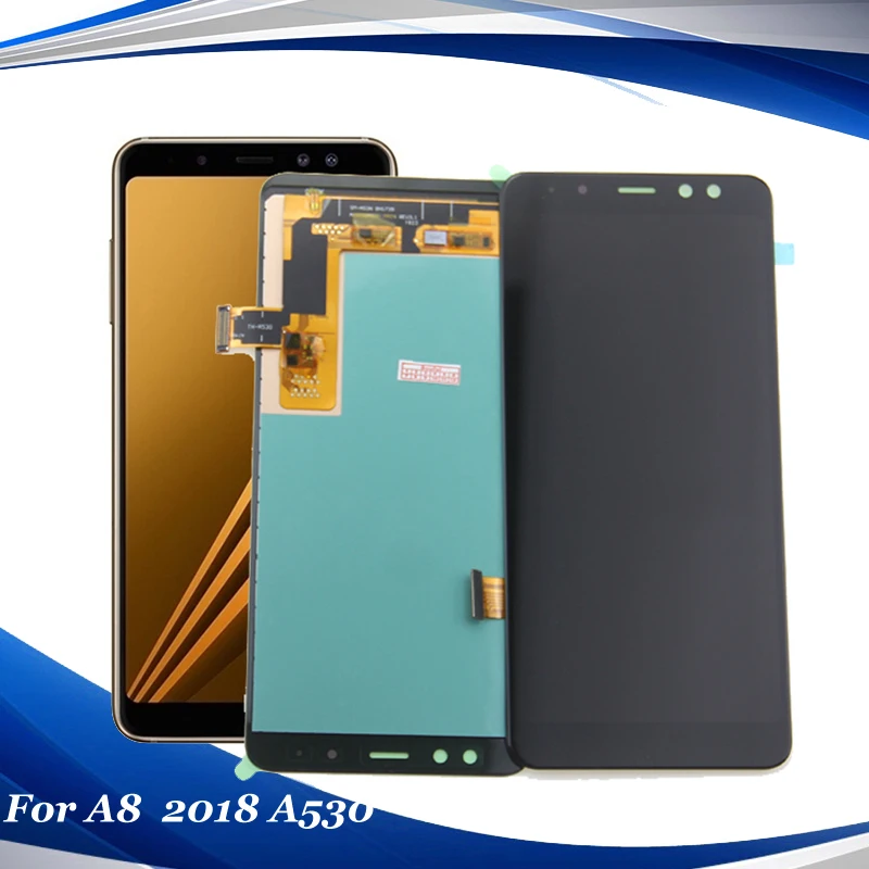 ЖК дисплей для SAMSUNG A8 2018 A530 A530F A530D сенсорный экран с цифровым преобразователем в