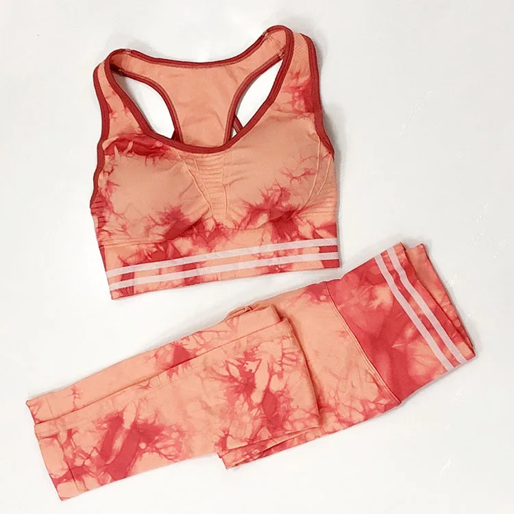

NEW Dyeing Seamless Yoga Set Gym Fitness Clothing Sportswear High Waist Gym Leggings Suit Sports Bra Sports Suits Workout Set