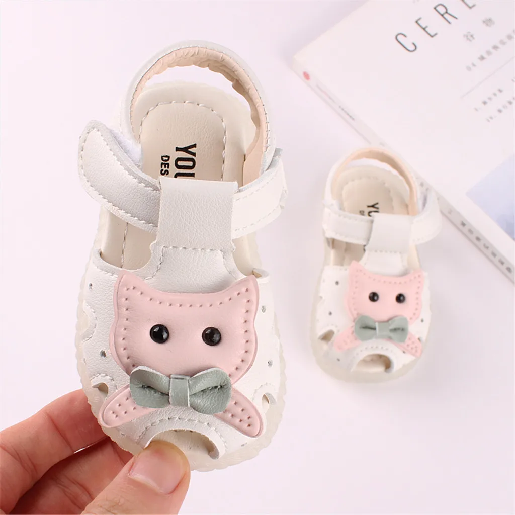 

2021 Girls Boys Sandals Summer Cat Princess Sandals Party Shoes Toddler Girl Beach Sandal Open Toe Flower Kids Flat Shoes ks590