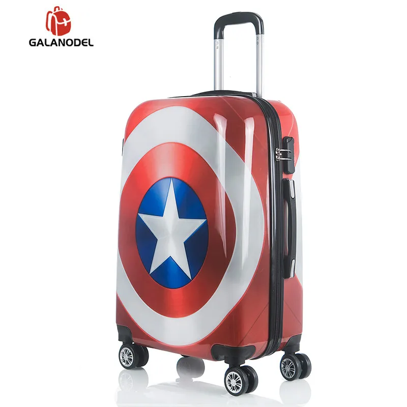 Капитан Америка чемодан на колёсиках для женщин колесиках мужчин дорожная сумка