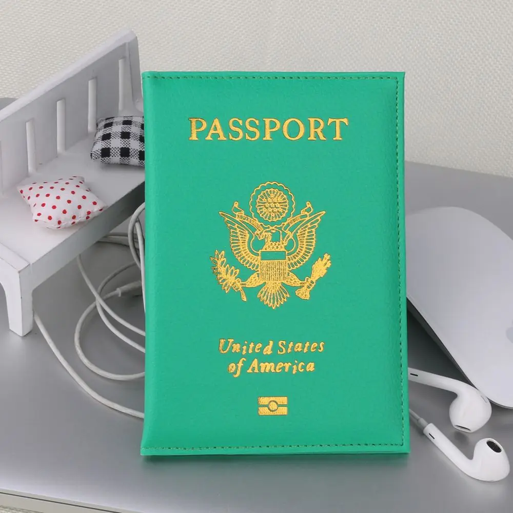 TRASSORY путешествия личи шаблон кожа США Обложка для паспорта США Rfid защита Кредитная карта чехол держатель для паспорта - Цвет: Green