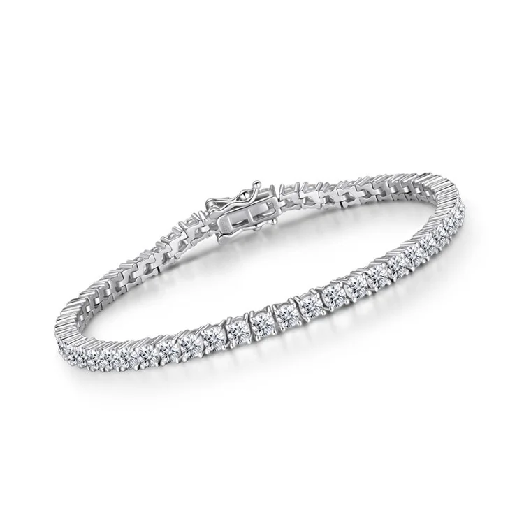 

Solid 925 Sterling Silver 15-21CM Created Diamond Tennis Charm Bracelets for Women Wedding Fine Jewelry Drop Shipping