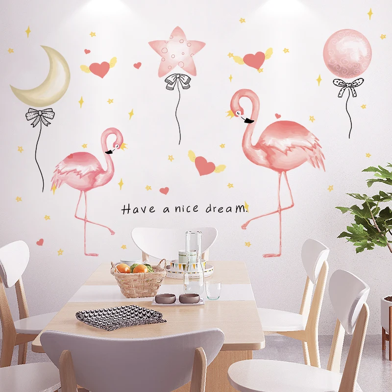 

[SHIJUEHEZI] Flowers Plants Wall Stickers DIY Flamingo Balloons Wall Decals for Living Room Kids Bedroom Nursery Home Decoration