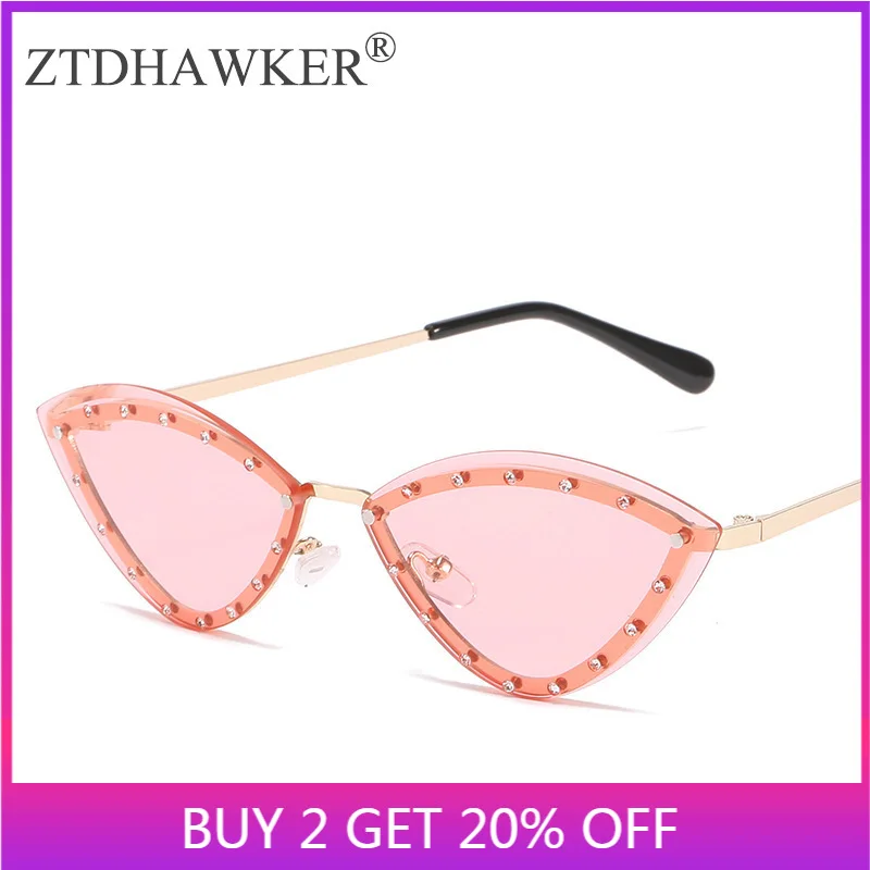 

Женские солнцезащитные очки без оправы, кошачий глаз