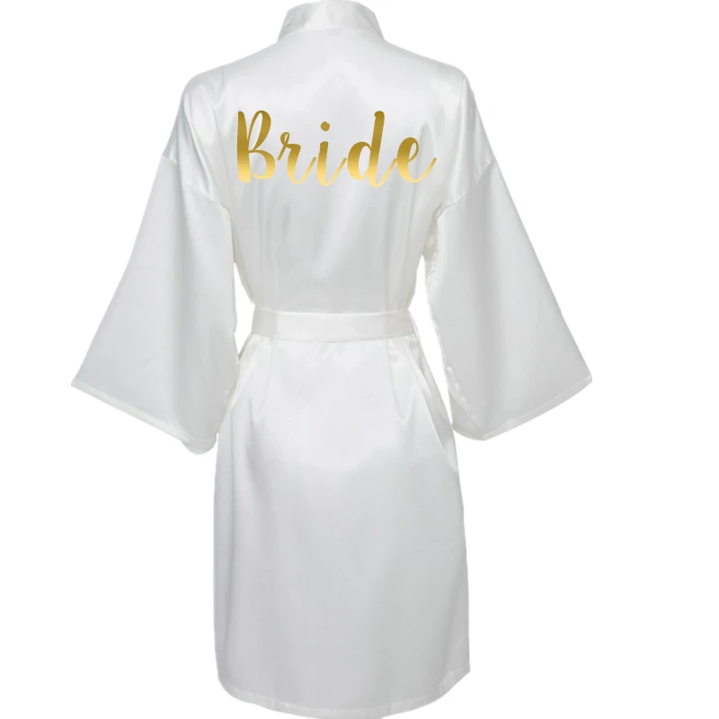 Satin Silk Robes Women Bridal Robes Wedding Bridesmaid Robes Dressing Gown Nude Pink Custom Robe Bride