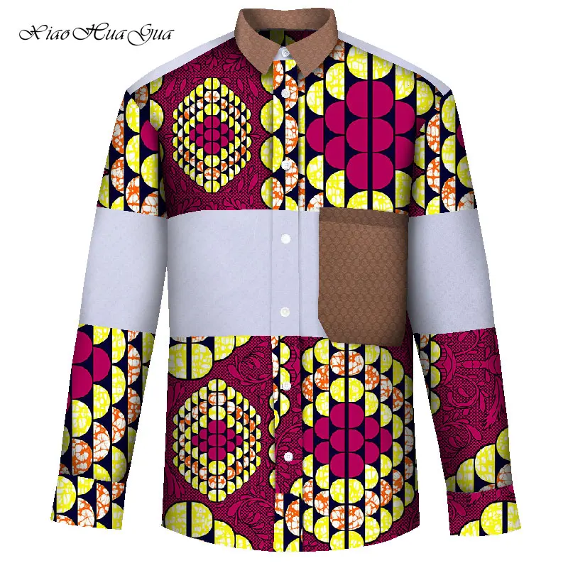 Африканская рубашка для мужчин Африканский принт лоскутные рубашки с длинным