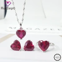huisept jewelry set s925 sterling silver earrings rings necklace accessories with heart shaped topaz gemstone for women wedding