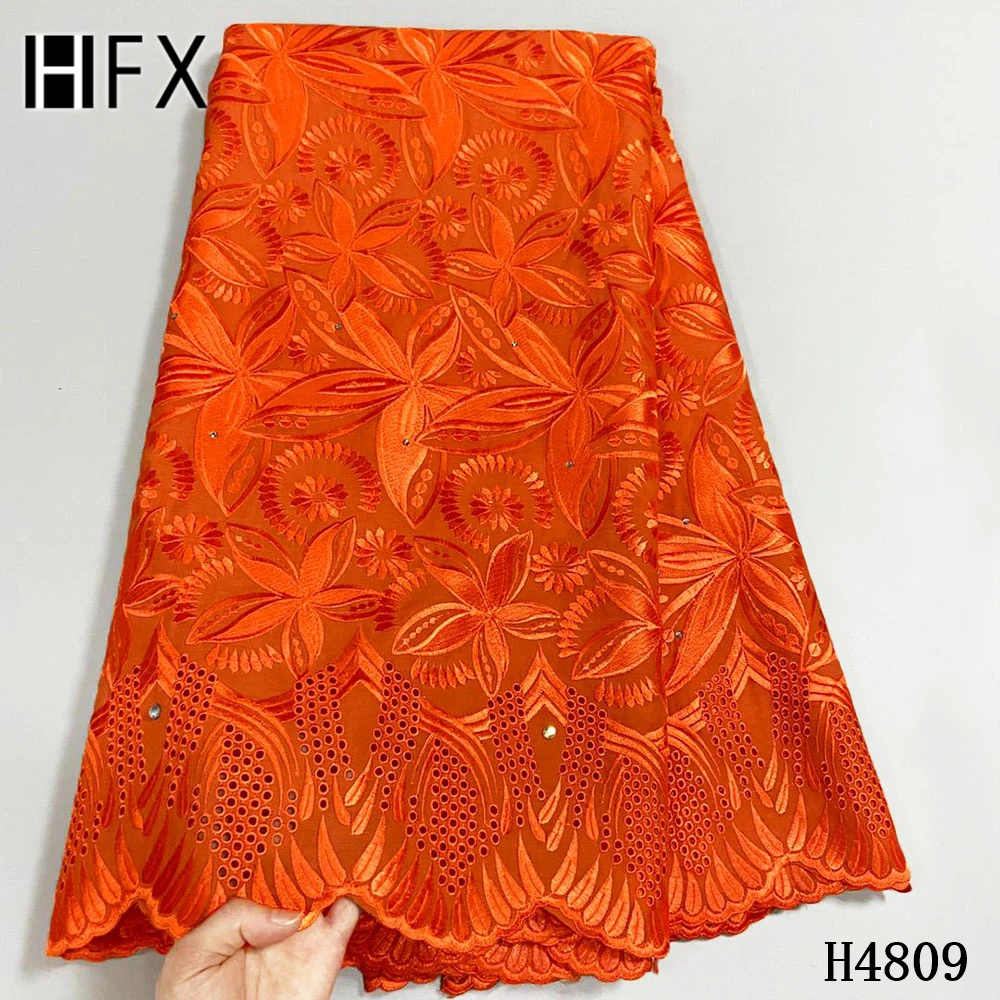 

HFX Latest Yellow Swiss Voile Lace African Lace Fabric 100% Cotton Brode High Quality Swiss Voile In Switzerland 5 yards Dress