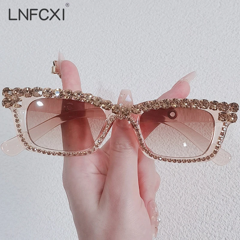 LNFCXI Модные прямоугольные брендовые дизайнерские Винтажные Солнцезащитные очки