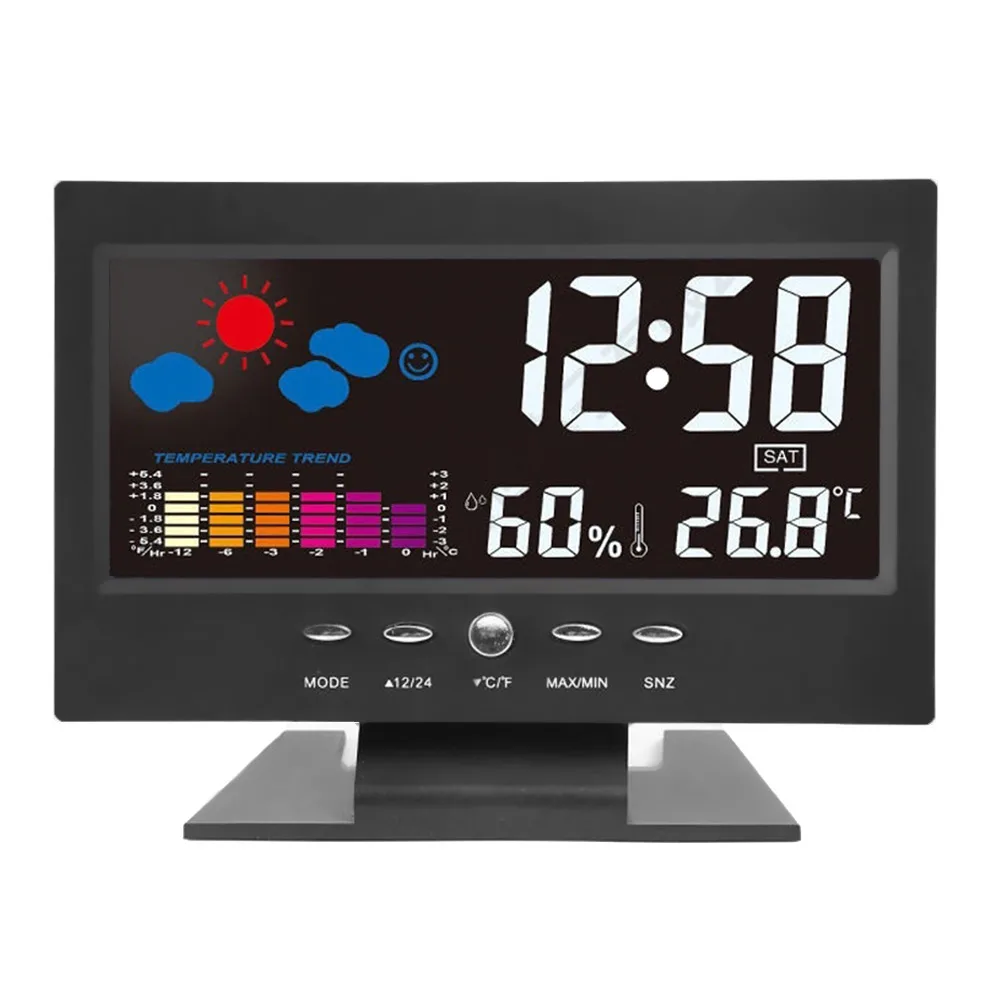 

Digital Alarm Clock Temperature Humidity Alarm Clock Creative Durable 8082T Plastic Date Weather Week