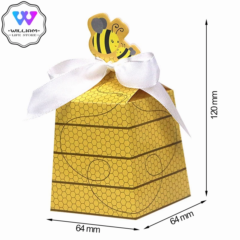 12 шт./лот Милая бумажная коробка для конфет с мультяшными пчелами и медом будущей