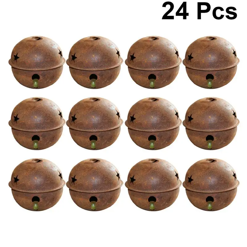 

24Pcs Christmas Iron Bells Five-Pointed Star Hole Bells Decorative Bells Vintage Small Bells Coffee Christmas Decorative Bell