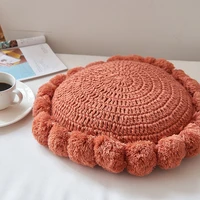 nordic style home decor sofa pillow yoga mat hand rests room bay window decor throw pillow tassel pom poms knitted round cushion