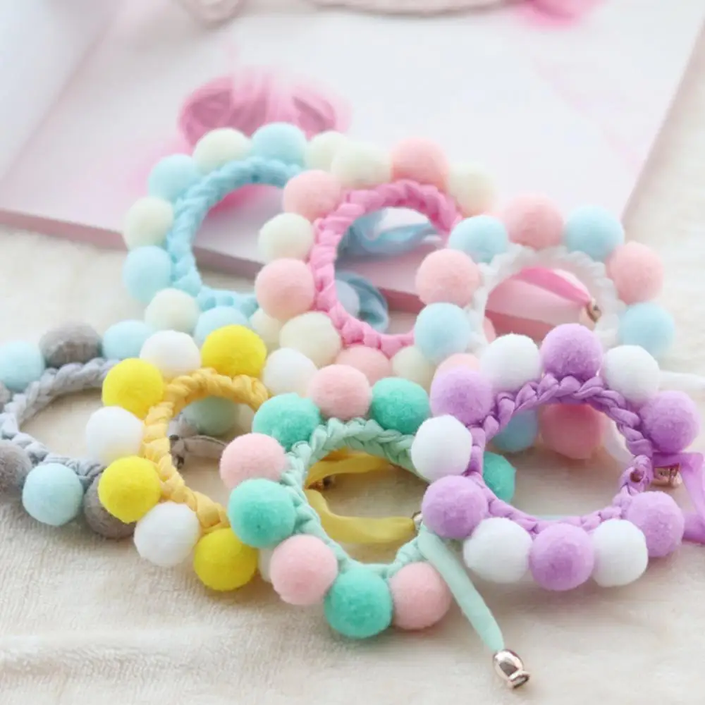 

Handmade Balls Stitching Collar Dog Cat Neck Strap Scarf Bib Pet Supplies Cotton Soft Wreath Colorful Collar Adjustable Scarf