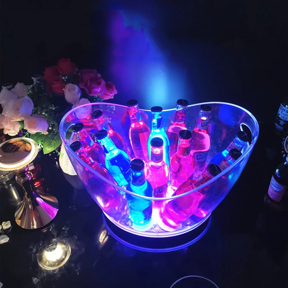 

LED Rechargeable Acrylic Ice Buckets Luminous Boat Shaped Cockail Drink Cooler Bars Nightclubs Champagne Beer Wine Holder