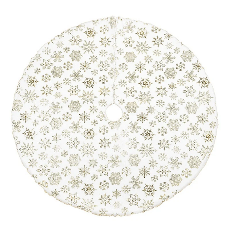 

New Christmas Decoration White Plush Christmas Tree Skirt Bronzing Feather Apron Christmas Tree Ornaments Tree Skirt