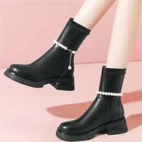 winter oxfords crystal shoes women genuine leather flat with motorcycle boots female round toe platform pumps shoes casual shoes