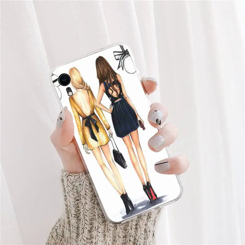 

Girls Bff Best Friends Forever Black TPU Phone Cover For iPhone X XS MAX 11 11 pro max 6 6s 7 7plus 8 8Plus 5 5S XR SE 2020