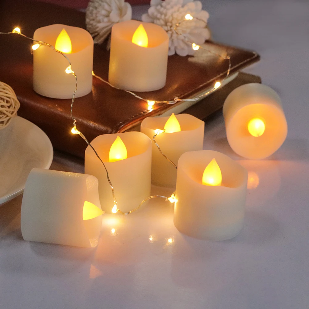 

12pcs Remote Control Candle Light LED Electric Lamps Remote Control Party Yellow Flash Lamp for Halloween Christmas Decor