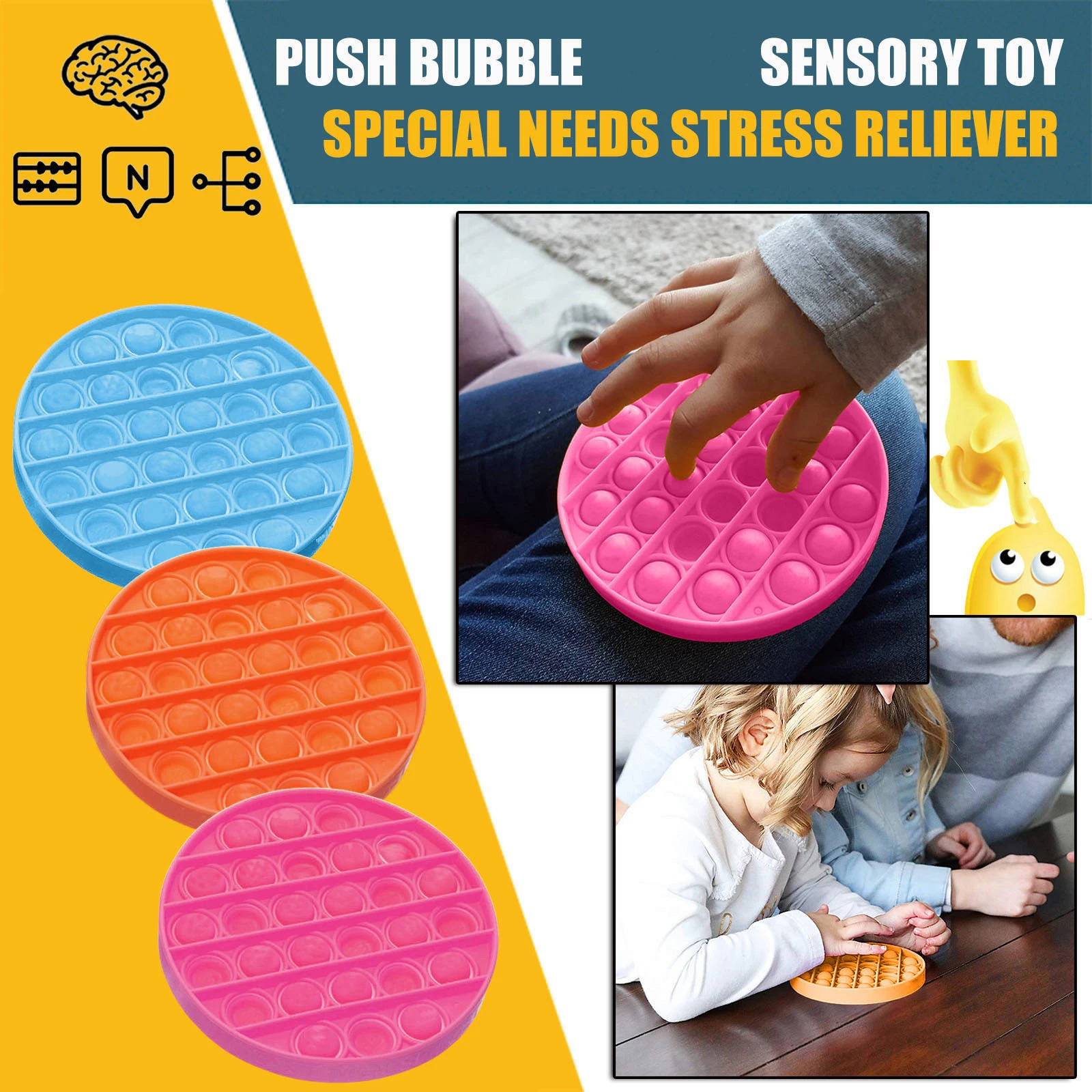 

Push Bubble Sensory Toy For Adult Kids Autism Special Needs Stress Reliever it Toy Simple Dimple