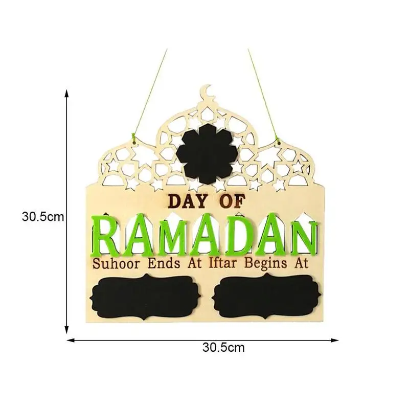 

1pc Islam Ramadan Countdown To EID Mubarak Advent Wooden Hanging Message Board Home DIY Decorations Crafts Party Supplies
