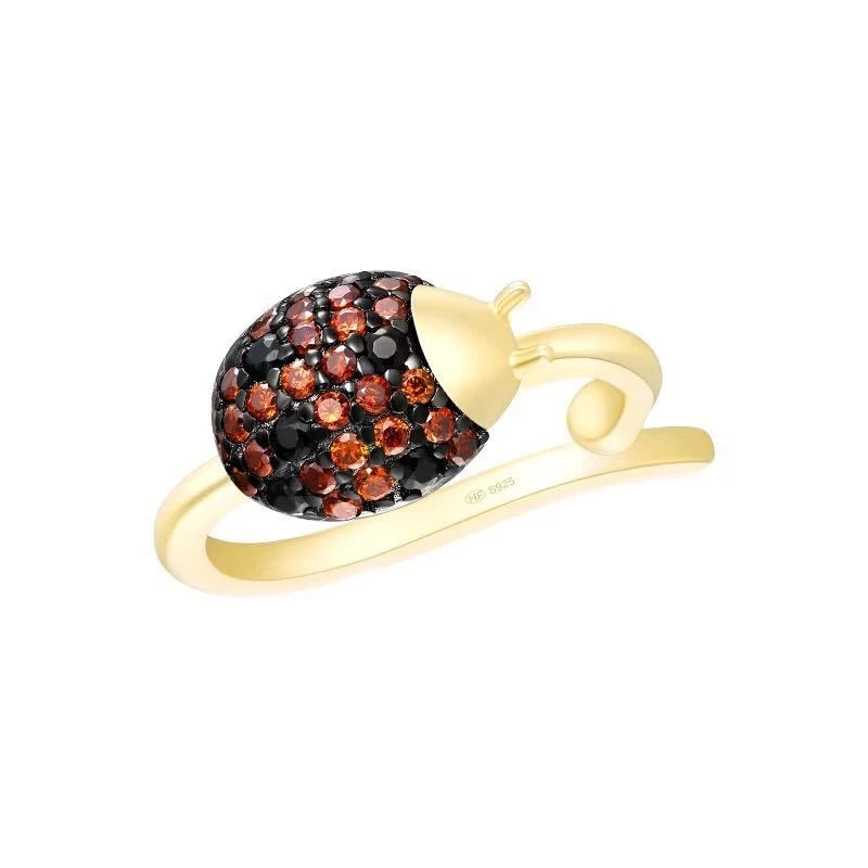 

Серьги-клипсы SOELLE в виде божьей коровки с фианитом золотого цвета
