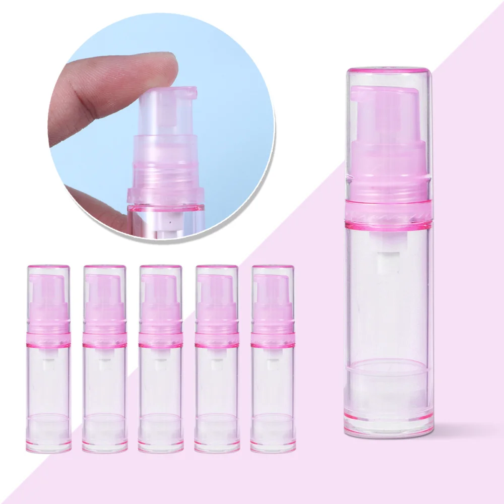 

6pcs Empty Airless Pump Plastic Bottles Vacuum Pressure Emulsion Bottle with Lotion Pump(5ML, Pink Vacuum Bottle)
