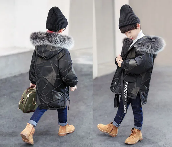 Куртка на подкладке из хлопка для мальчиков Детская удлиненная куртка