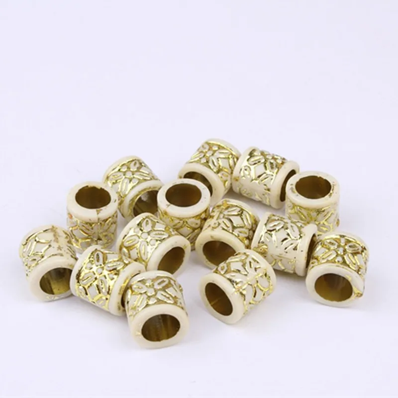50 шт./компл. Золотая резьба оплетка для волос Дред пластиковые бусины с большими