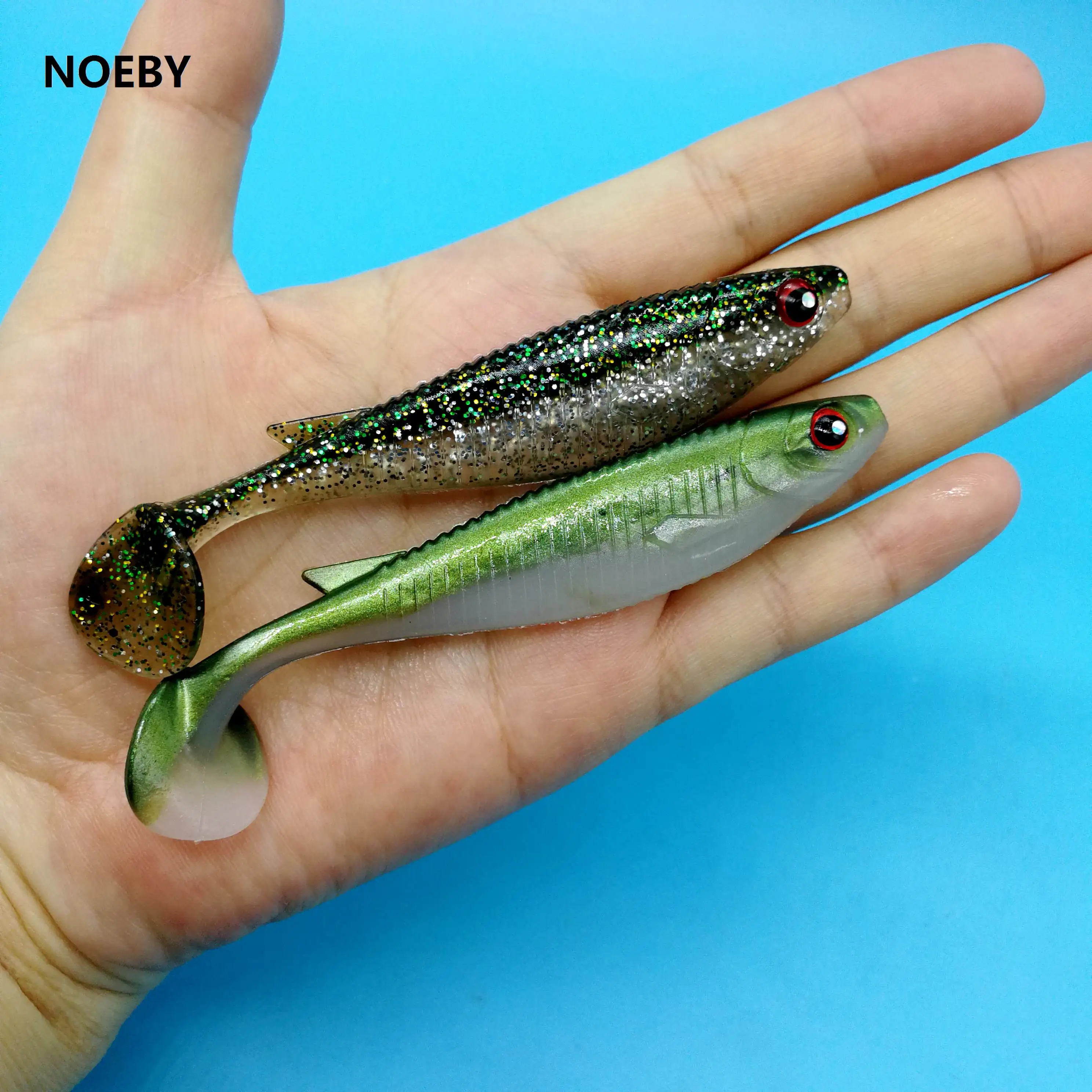 NOEBY 12 шт./лот Мягкая приманка рыболовная 8 г/10 см 4 цвета приманки Шед рыба воблер