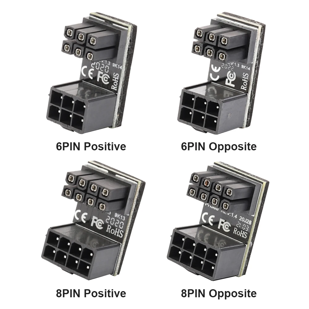 

ATX 6 Pin Female to 6 Pin Male 8 Pin to 8 Pin 180 Degree Angled Adapter for Desktops Graphics Card