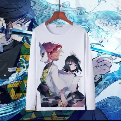 

Long Sleeve Demon Slayer T Shirt Mens Demon Slayer Kimetsu no Yaiba Logo T Shirt Top Tees tshirt Full Sleeve Casual T-shirt L008