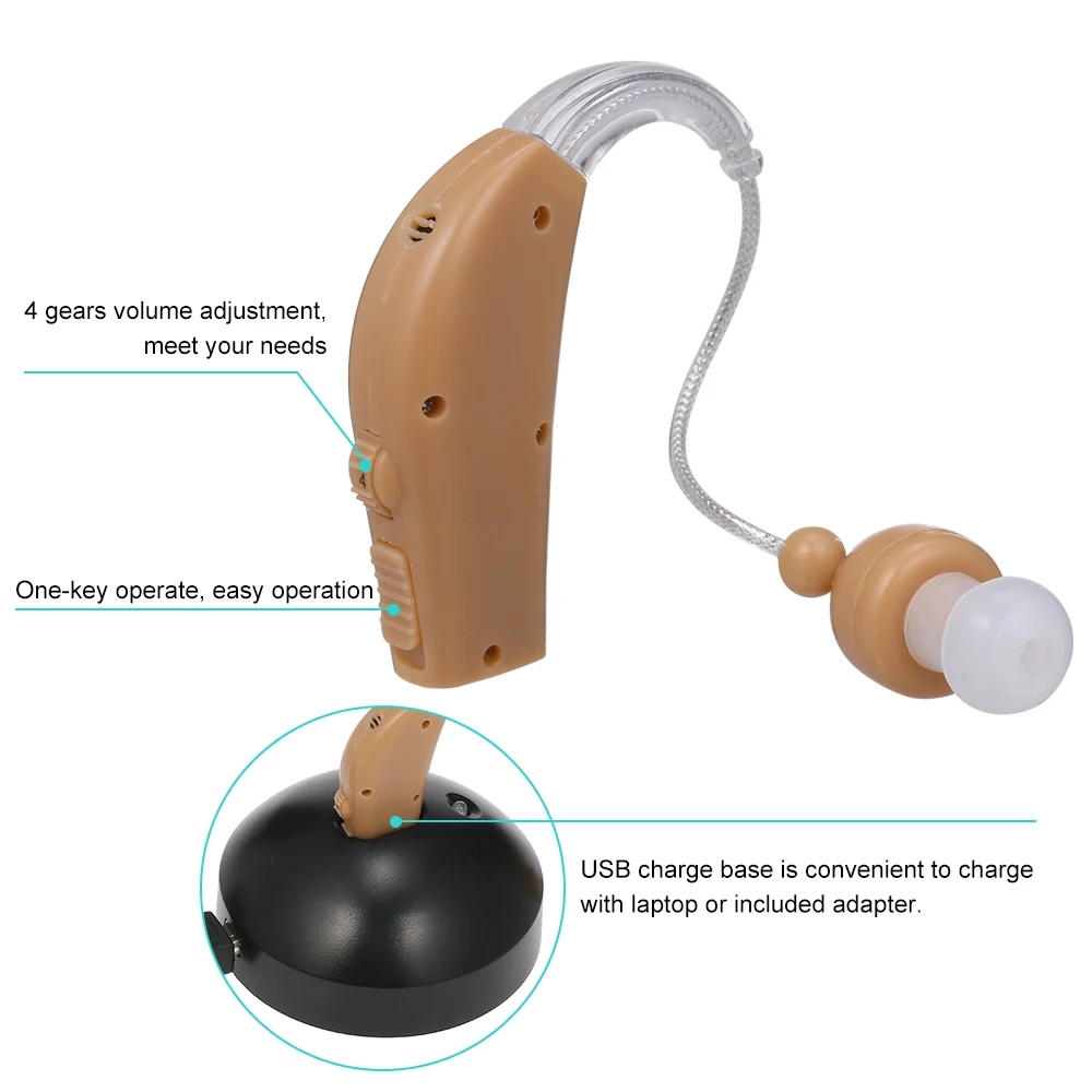 Слуховой аппарат усилитель звука перезаряжаемый Регулируемый слуховой для