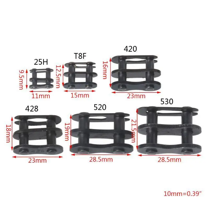 

Rush Sale! Motorcycle Chain Buckle Ring Link 25H# T8F# 420# 428# 530# 415h# Chain Lock Buckle Chain Connector Parts Accessories