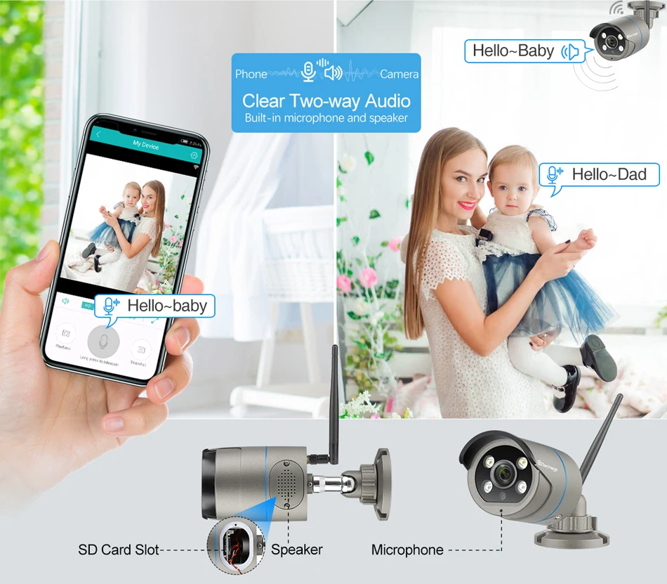 Techage iCsee 1080P SD карты запись Беспроводной Камера Wi-Fi 2-полосная аудио звук видео на открытом воздухе Ночное Видение безопасности CCTV наблюдения