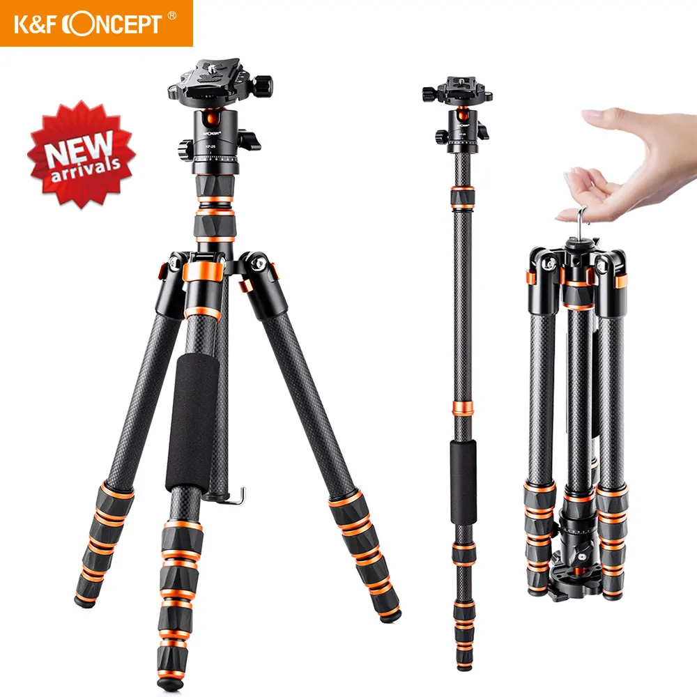 

K&F Concept Carbon Fiber Tripod Lightweight Portable For DSLR Camera Professional Photography Travel Tripod For Canon Sony cam