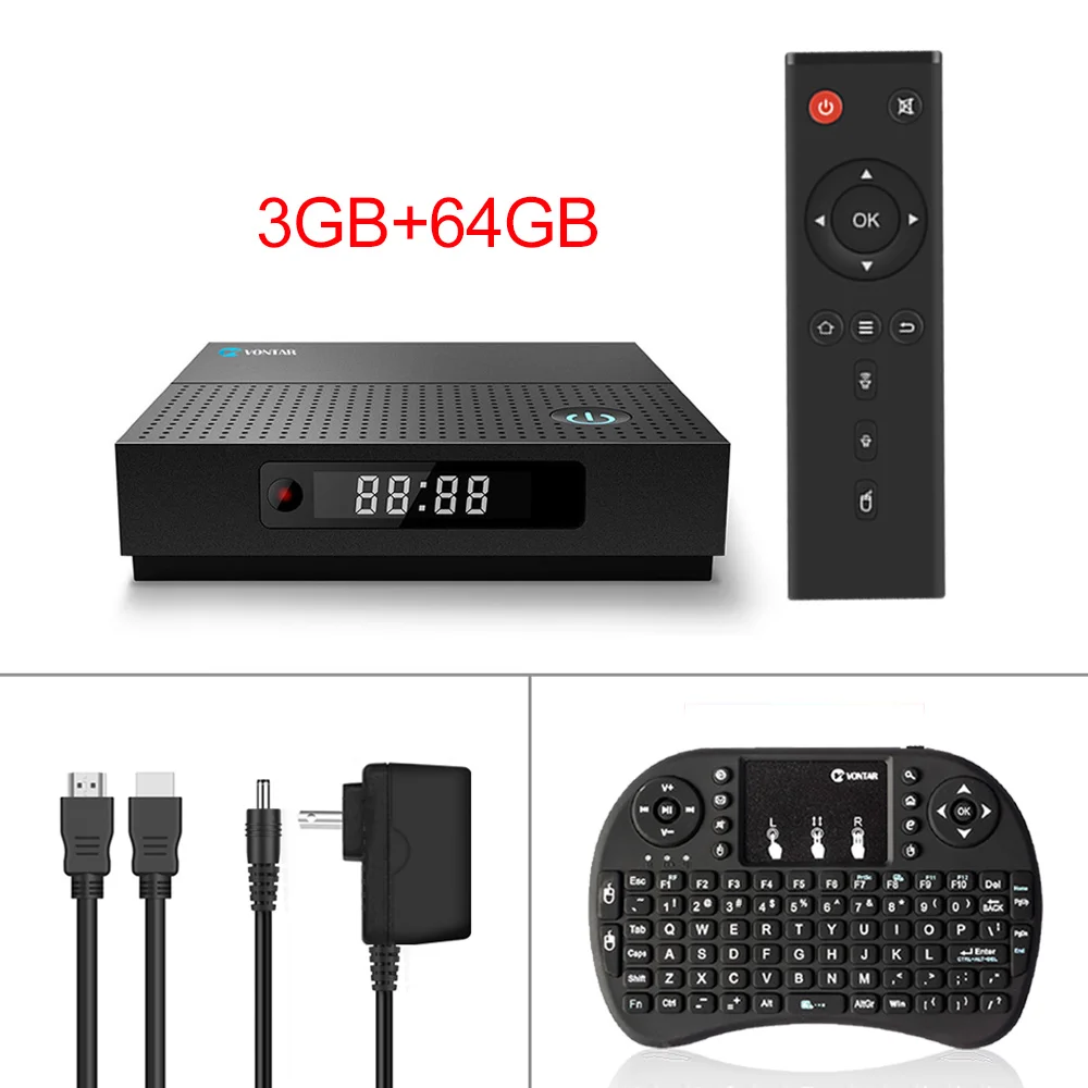 VONTAR TX92 3 Гб 64 ГБ Android tv box 7,1 Восьмиядерный 4K Amlogic S912 2,4 г/5 ГГц Wifi BT4.1 Сталкер медиаплеер телеприставка - Цвет: 3G 64G I8 keybo
