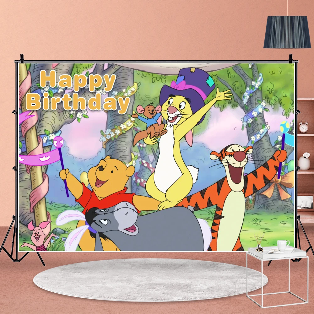 Виниловый фон для вечерние съемки с изображением Винни-Пуха | Дом и сад
