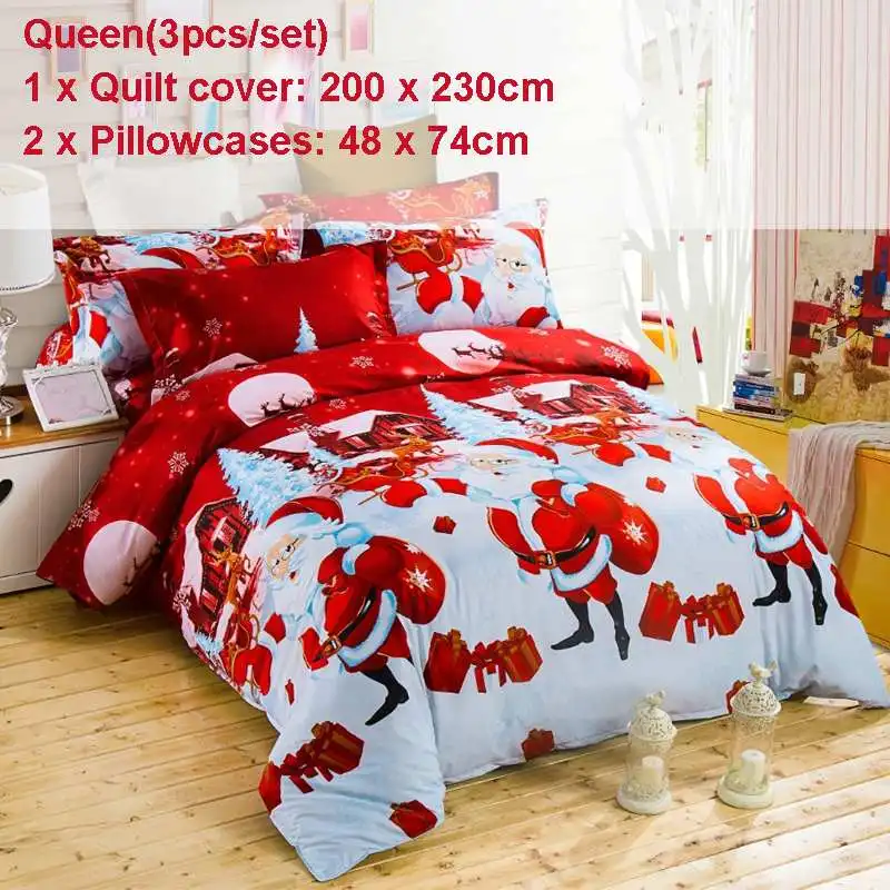 200x230cm 3pcs Bedding Set luxury 3D Christmas Cotton Bedding sets Bed Sheet Duvet Cover Pillowcase Cover set King Twin Queen size Bedspread - Цвет: 200x230cm 3pcs
