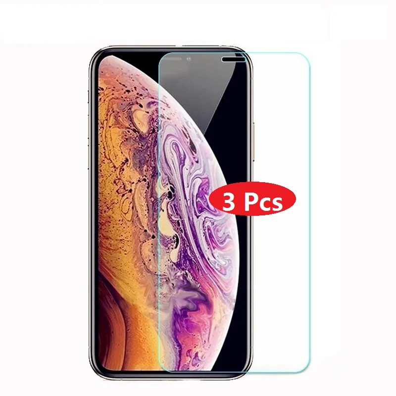 Закаленное стекло с полным покрытием для iPhone 12 Mini X Xs Xr 11 Pro Max 7 8 6 6s Plus 5 5S SE 2020, Защитная пленка для экрана, 3 шт.