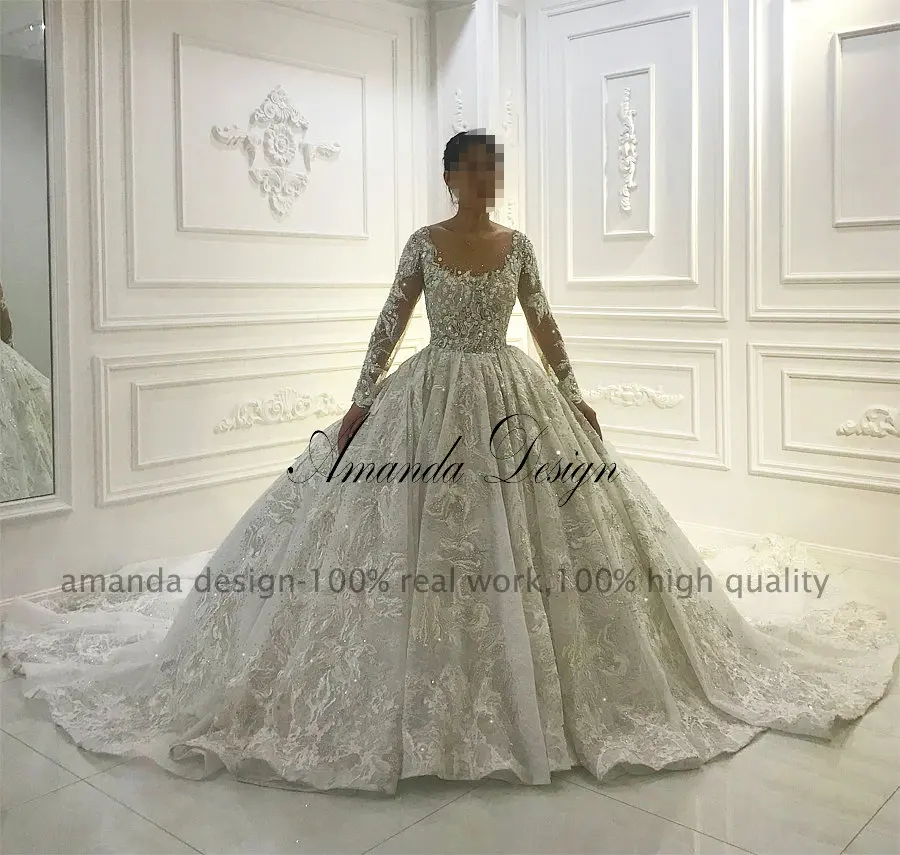 Свадебные платья с длинным рукавом Amanda Design 2019 кружевное роскошное свадебное
