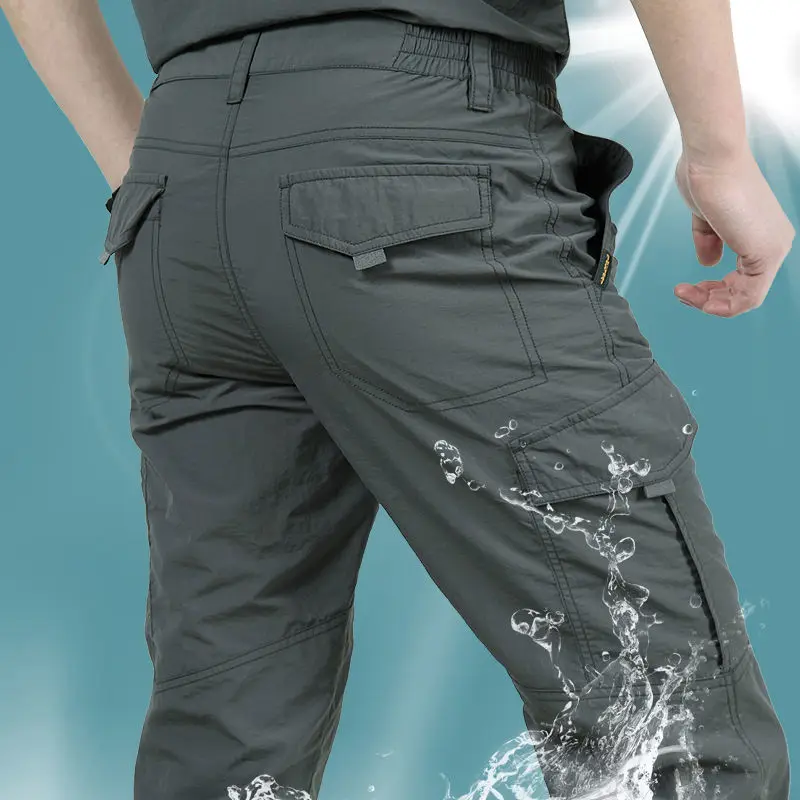

Mountaineering stretch quick-dry pants waterproof oversize outdoor sports pants for men with multiple pockets casual cargo pants