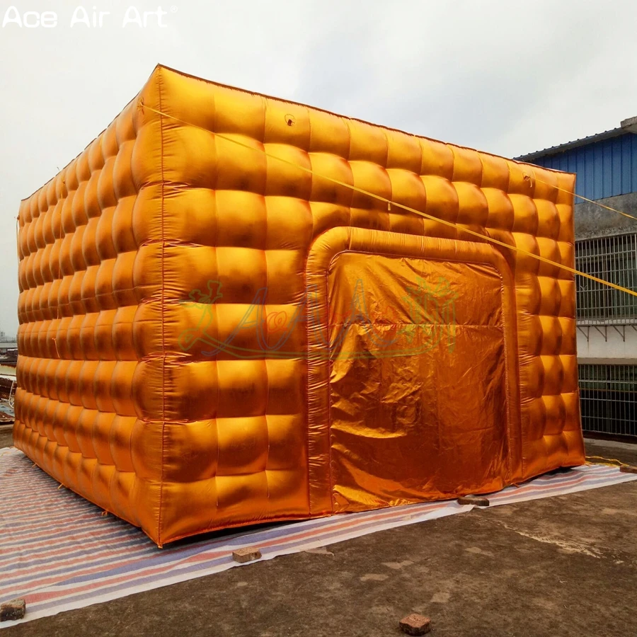 

Portable Inflatable Golden Cube Tent Fashionable Air Square Party Tent Cubic Foldable Cheap Customized Toy Tent For Sale