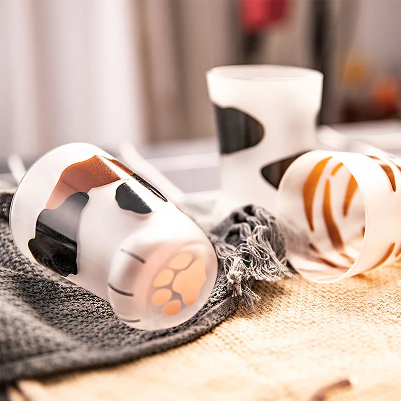

[Wuyuan store]Net red couple cat claw cup lovely holiday gift Juice Coffee Milk Glass Cat foot cup