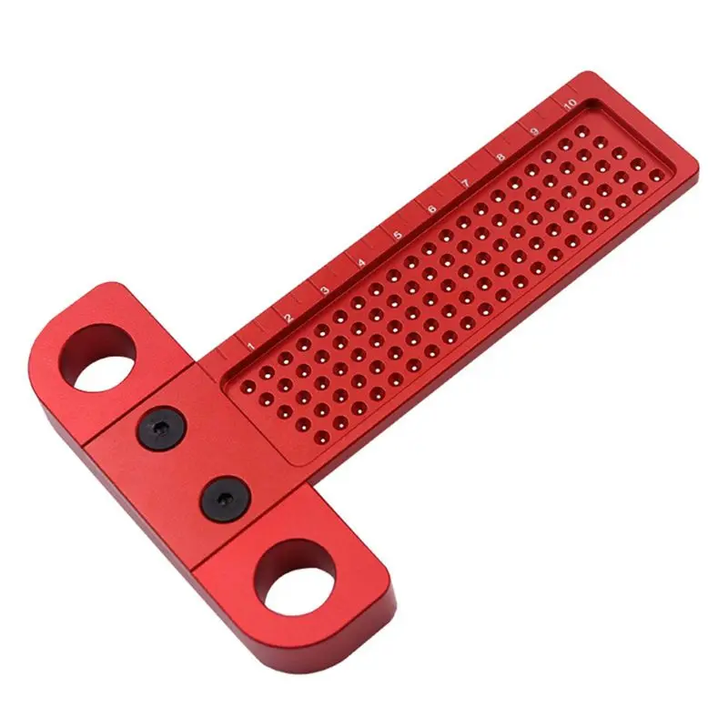

Woodworking Scribe 100mm T-type Ruler Hole Scribing Drawing Marking Gauge Aluminum Crossed-out Measuring Tool