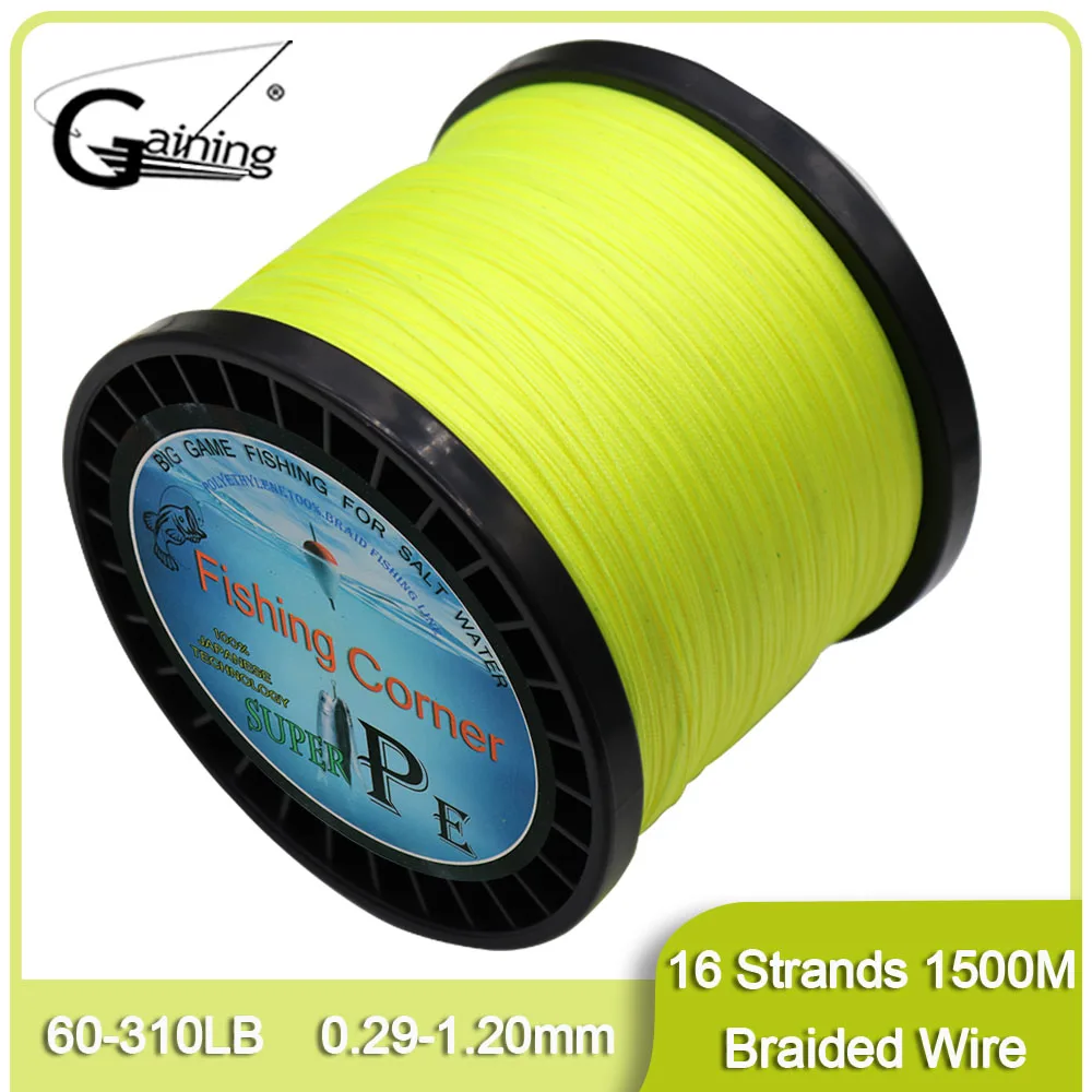 16Strands 1500m Braided Line Multifilament 60LB-310LB Multicolor Super Strong Japan PE Line Saltwater Fishing