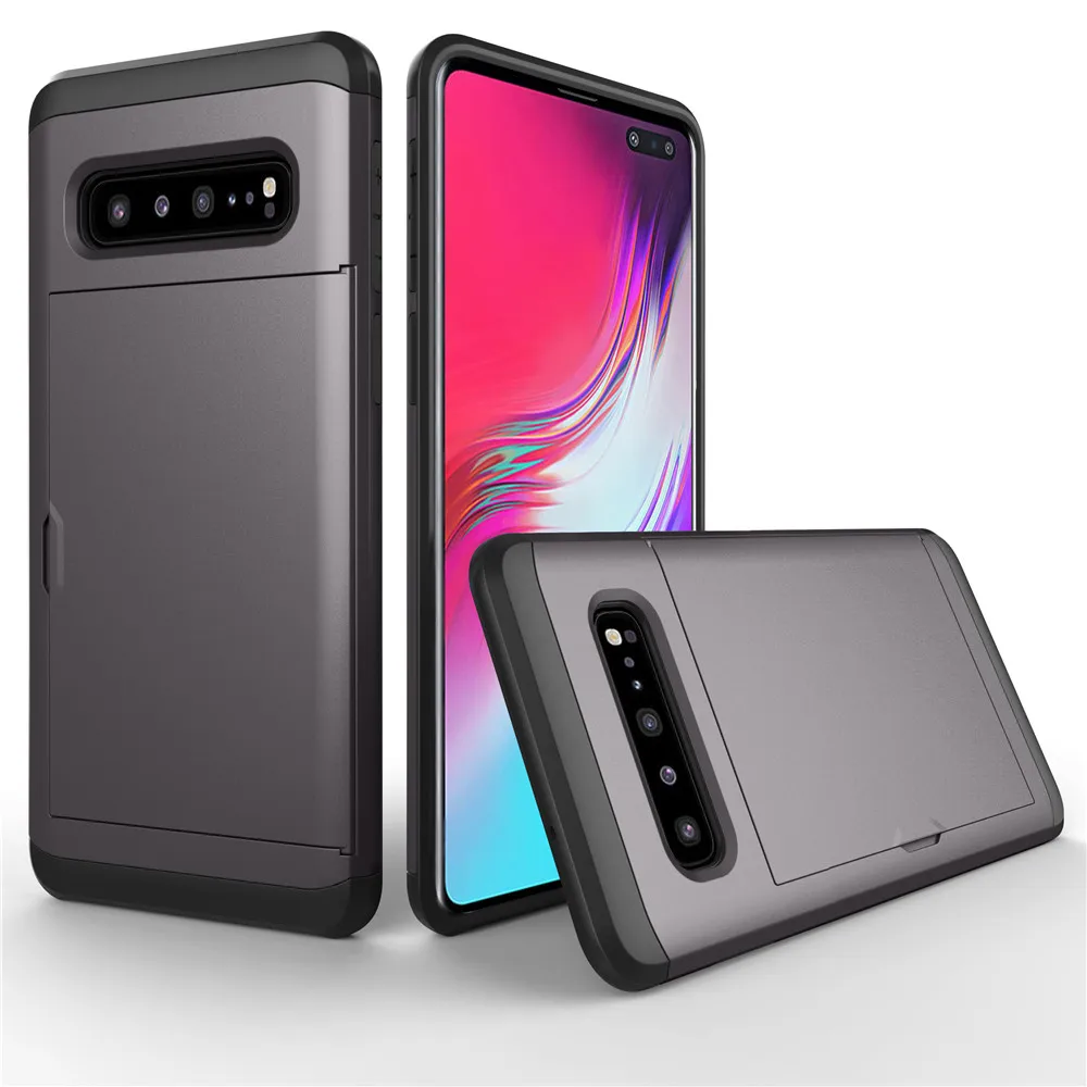 Gray VRSDES деловой чехол для телефона для samsung Galaxy S10 S10E S10 Plus S9 S8 S7 скользящий защитный чехол с отделениями для карт чехол для samsung Note 9 8 - Цвет: Gray