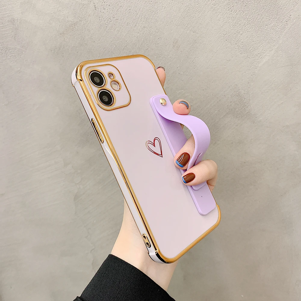 

For iPhone 12 Pro Max Luxury Plating Wrist Band Case for IPhone 11 Pro Max 8 7 Plus XR X XS Max Phone Cover Shockproof Coque New
